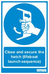 Close and secure the hatch (lifeboat launch sequence)
