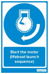 Start the motor (lifeboat launch sequence)