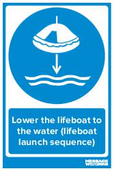 Lower the lifeboat to the water (lifeboat launch sequence)