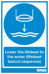 Lower the lifeboat to the water (lifeboat launch sequence)