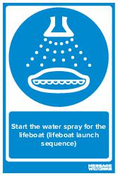 Start the water spray for the lifeboat (lifeboat launch sequence)