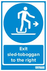 Exit sled-toboggan to the right
